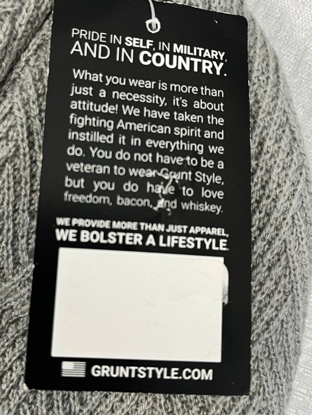 Grunt Style Embroidered Script Cable Knit Beanie NWT Heather Grey Plush Lined - Picture 4 of 4